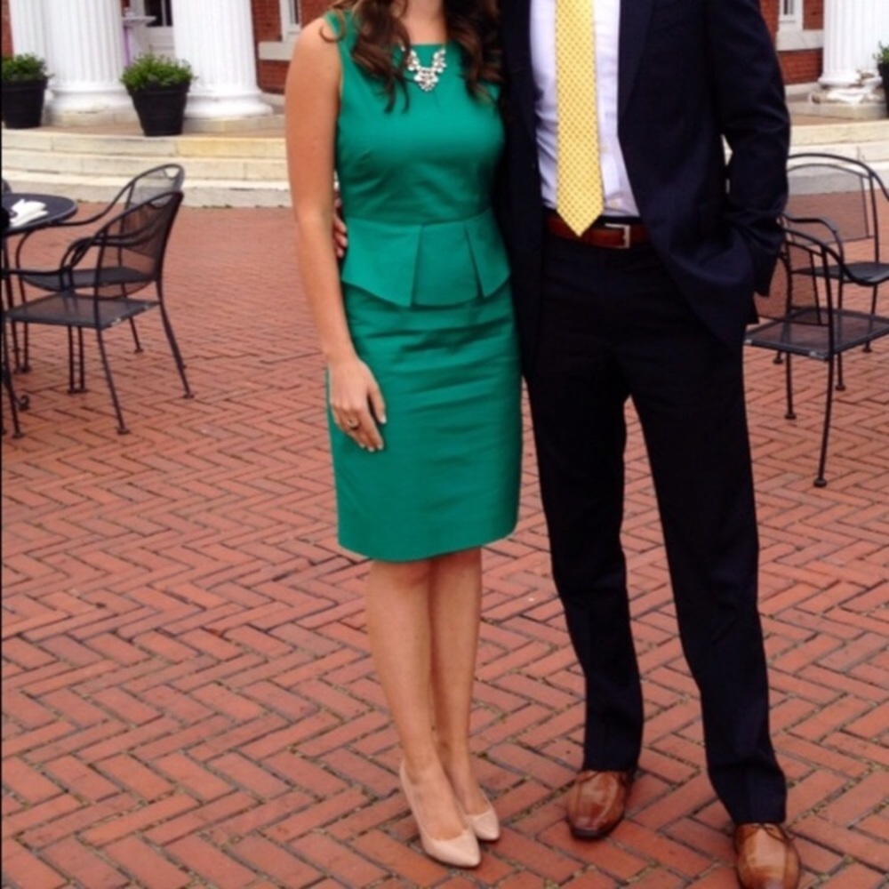 J. Crew emerald green peplum dress 00